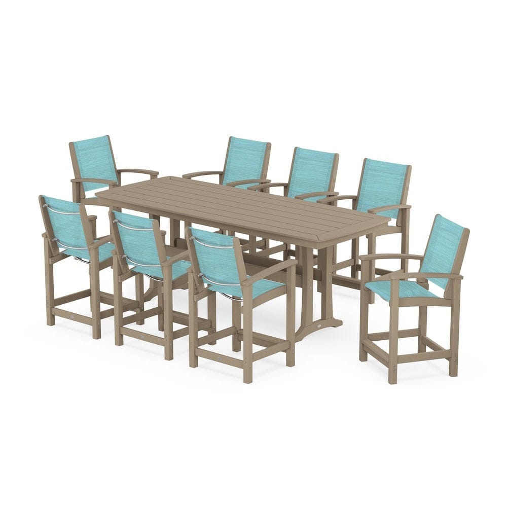 POLYWOOD® - Coastal 9-Piece Counter Set with Trestle Legs - PWS1931 Outdoor Furniture POLYWOOD®