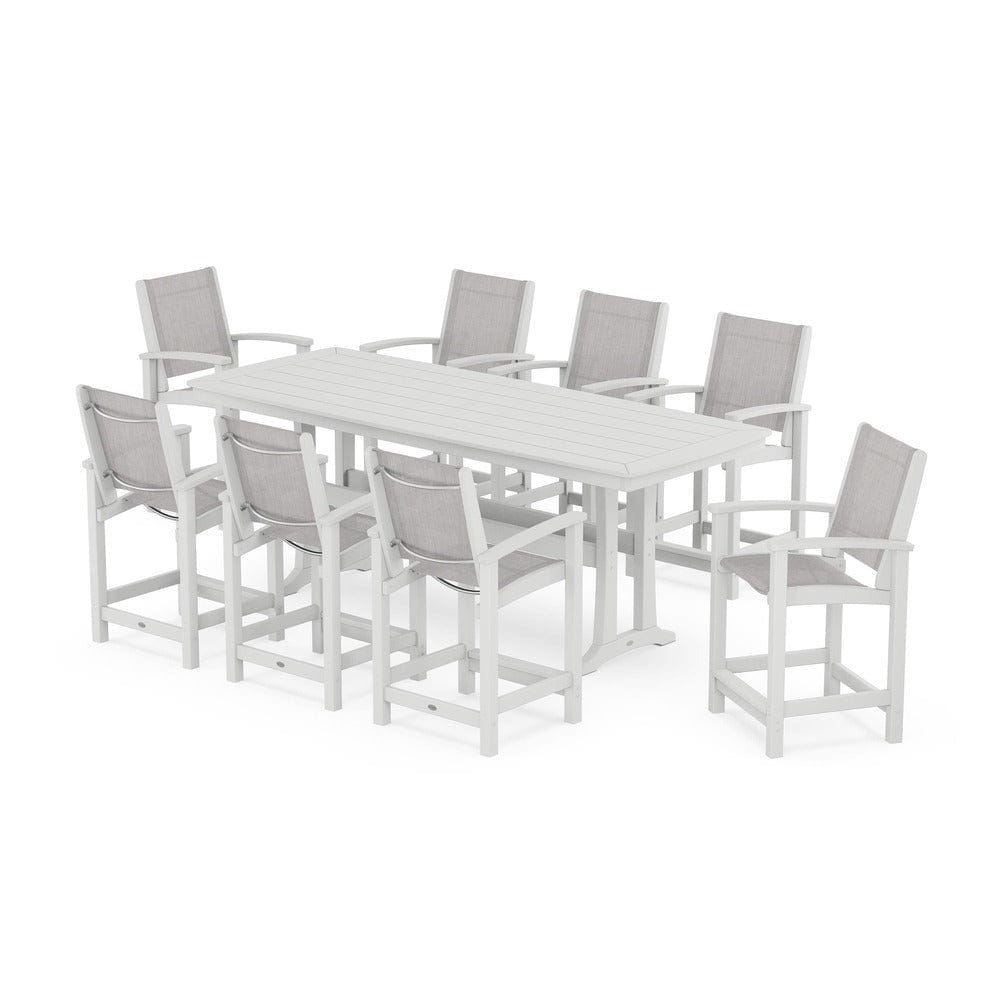 POLYWOOD® - Coastal 9-Piece Counter Set with Trestle Legs - PWS1931