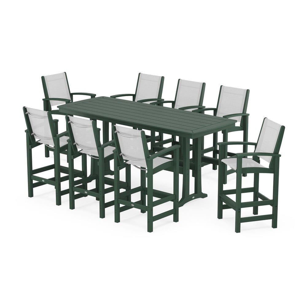 POLYWOOD® - Coastal 9-Piece Bar Set with Trestle Legs - PWS1948