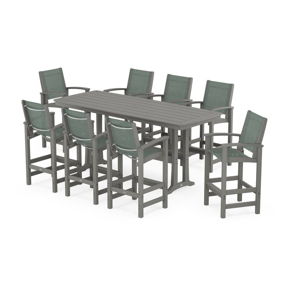 POLYWOOD® - Coastal 9-Piece Bar Set with Trestle Legs - PWS1948