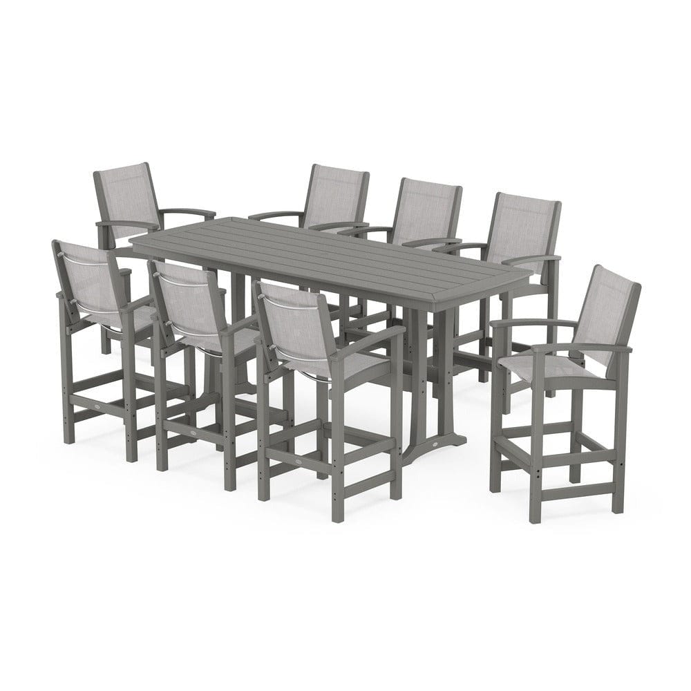 POLYWOOD® - Coastal 9-Piece Bar Set with Trestle Legs - PWS1948