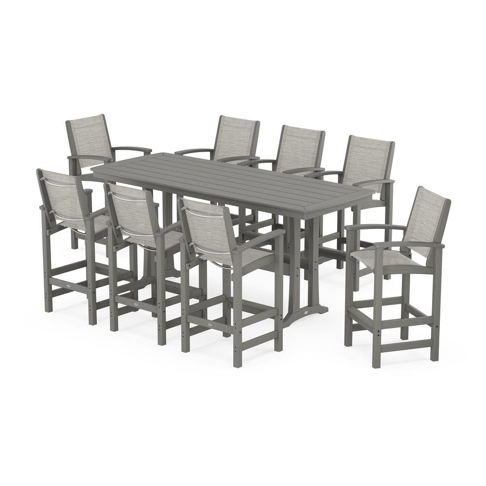 POLYWOOD® - Coastal 9-Piece Bar Set with Trestle Legs - PWS1948