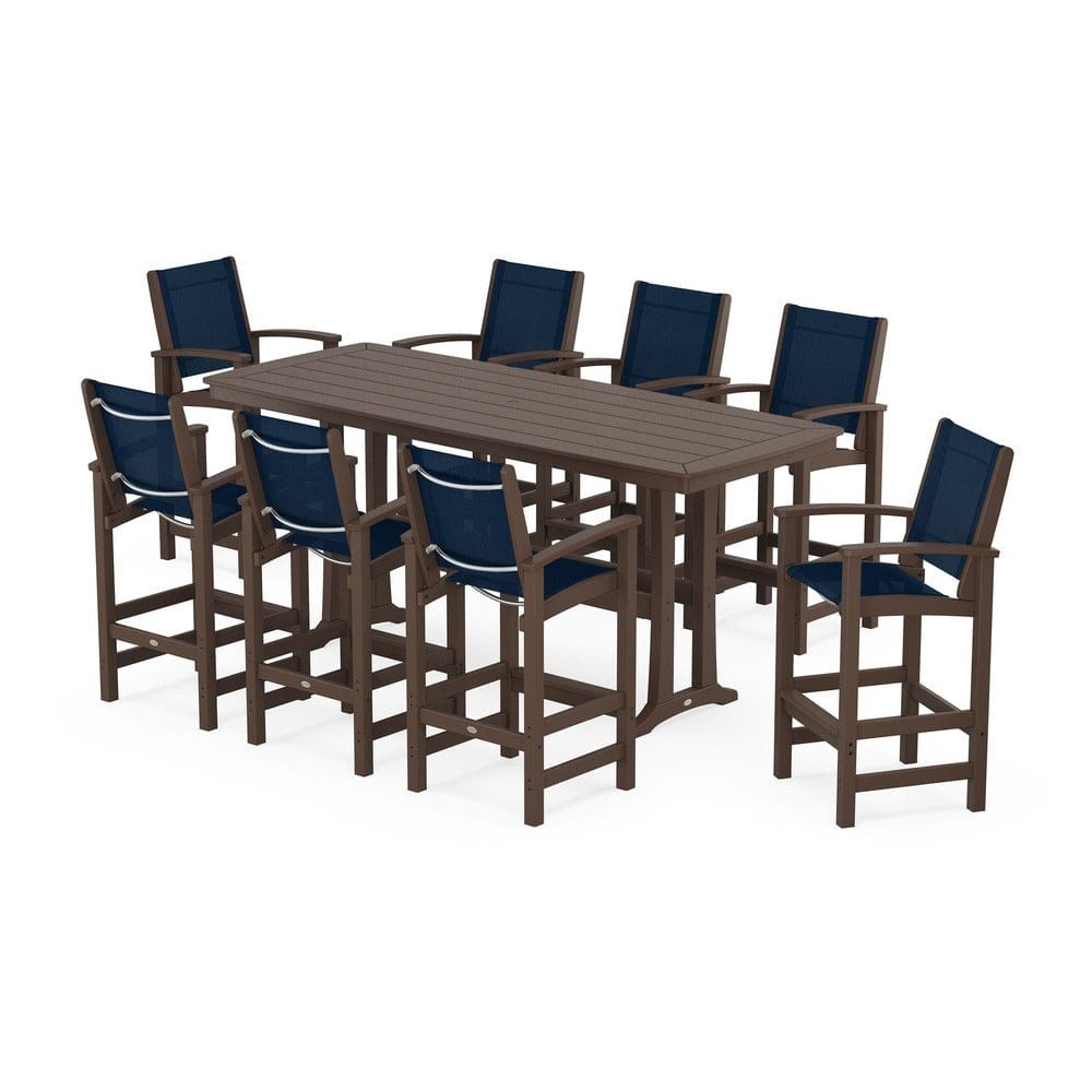 POLYWOOD® - Coastal 9-Piece Bar Set with Trestle Legs - PWS1948