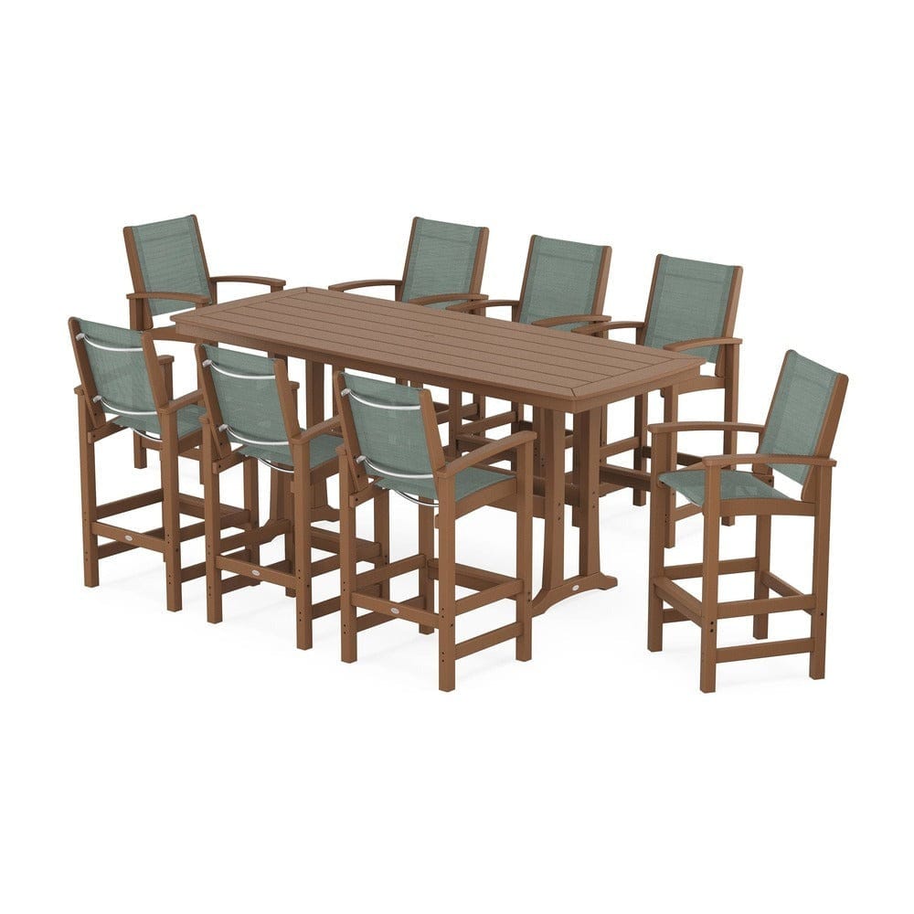 POLYWOOD® - Coastal 9-Piece Bar Set with Trestle Legs - PWS1948