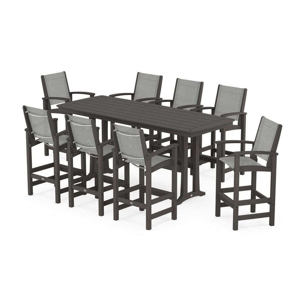 POLYWOOD® - Coastal 9-Piece Bar Set with Trestle Legs - PWS1948