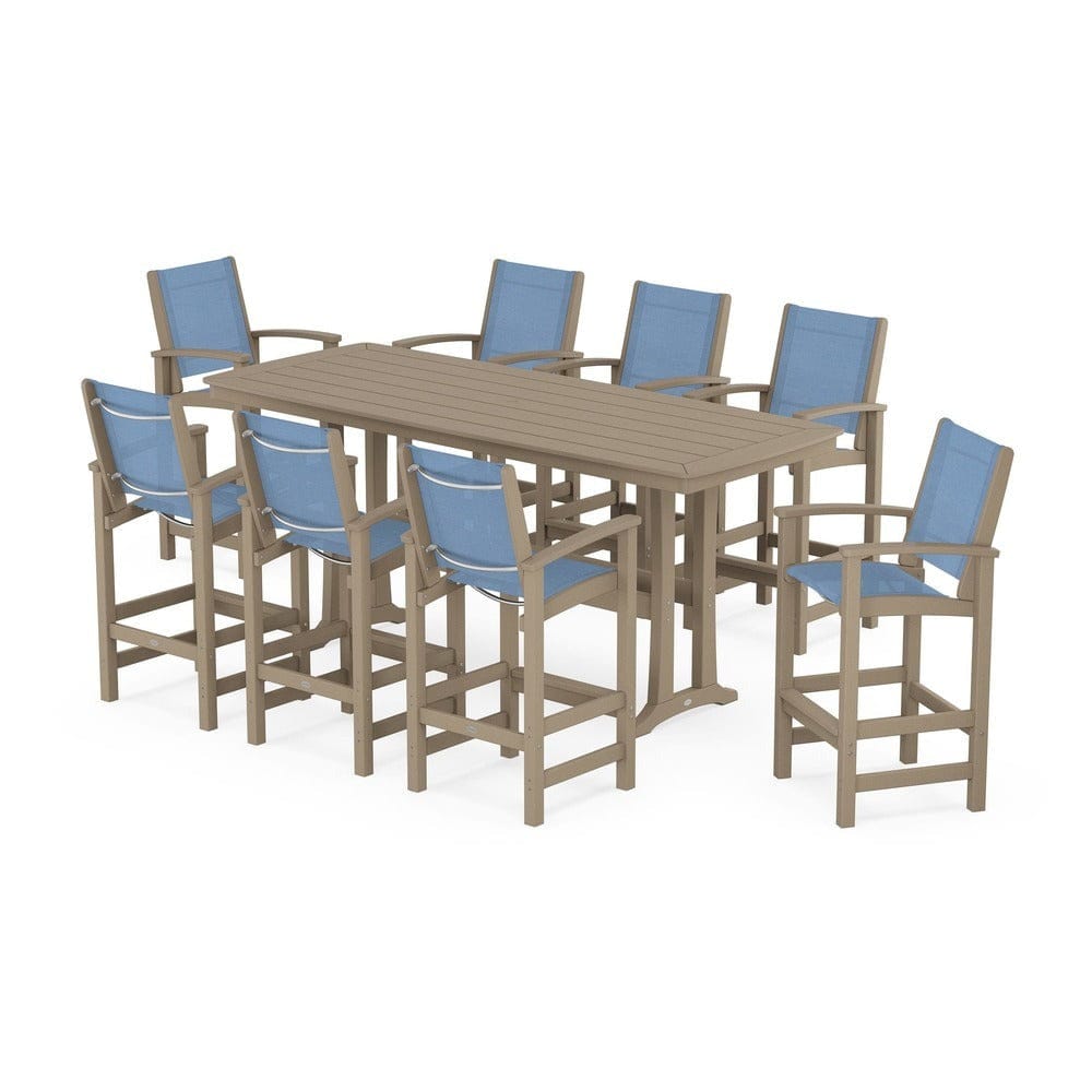POLYWOOD® - Coastal 9-Piece Bar Set with Trestle Legs - PWS1948
