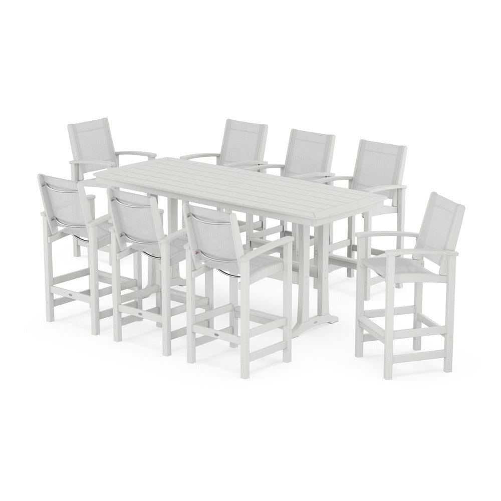 POLYWOOD® - Coastal 9-Piece Bar Set with Trestle Legs - PWS1948