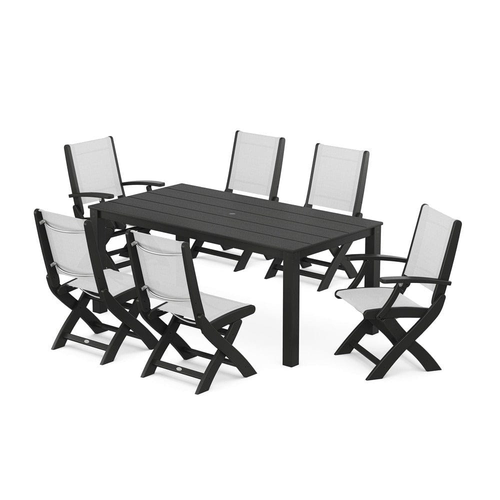 POLYWOOD® - Coastal Folding Chair 7-Piece Parsons Dining Set - PWS2270 Outdoor Furniture POLYWOOD®