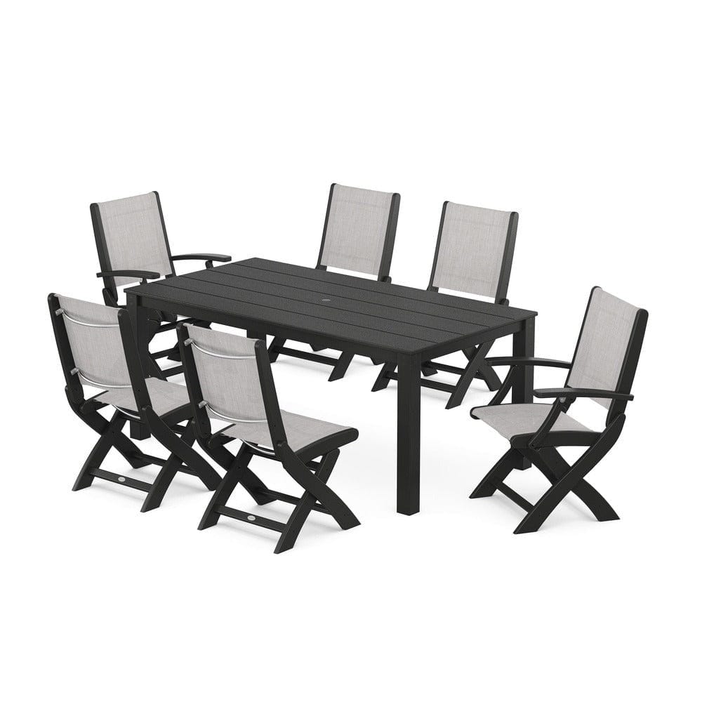 POLYWOOD® - Coastal Folding Chair 7-Piece Parsons Dining Set - PWS2270 Outdoor Furniture POLYWOOD®