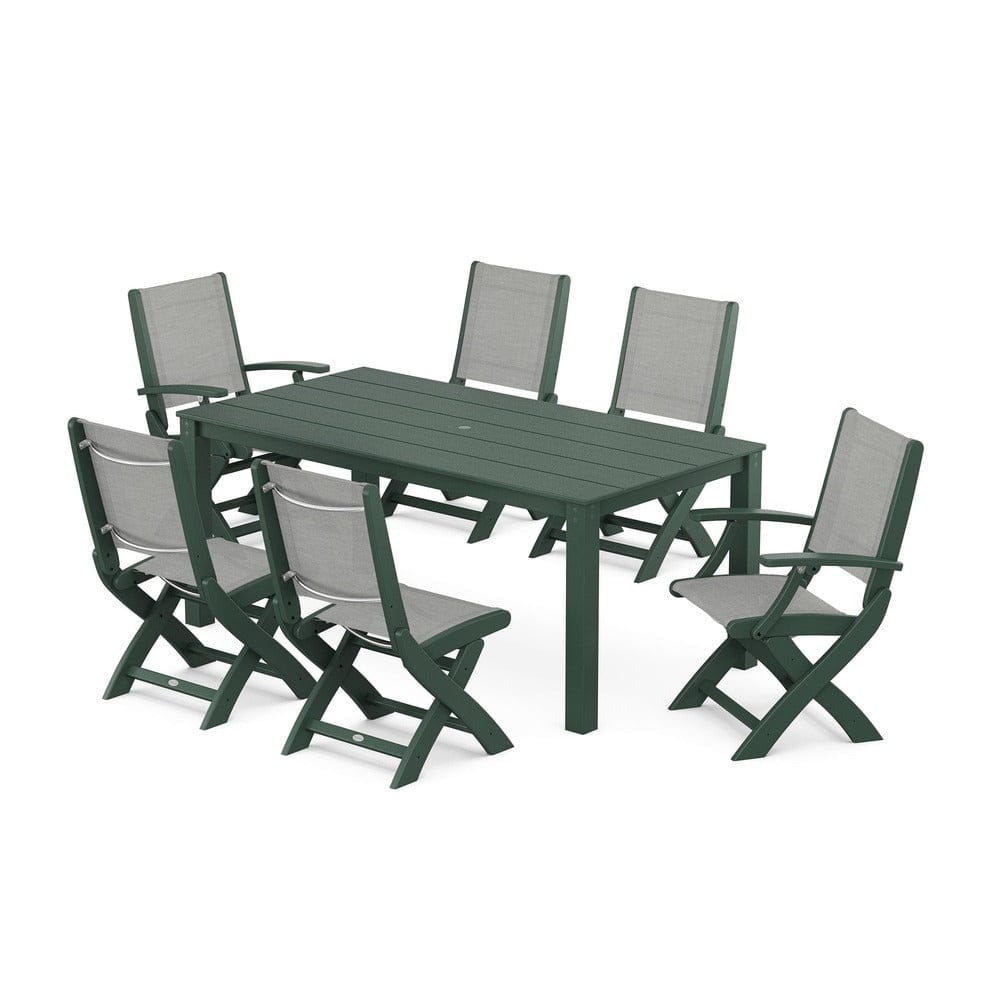 POLYWOOD® - Coastal Folding Chair 7-Piece Parsons Dining Set - PWS2270