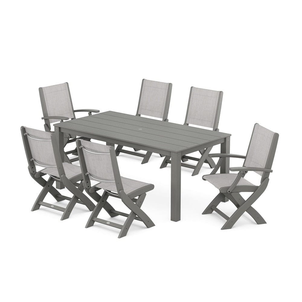 POLYWOOD® - Coastal Folding Chair 7-Piece Parsons Dining Set - PWS2270 Outdoor Furniture POLYWOOD®