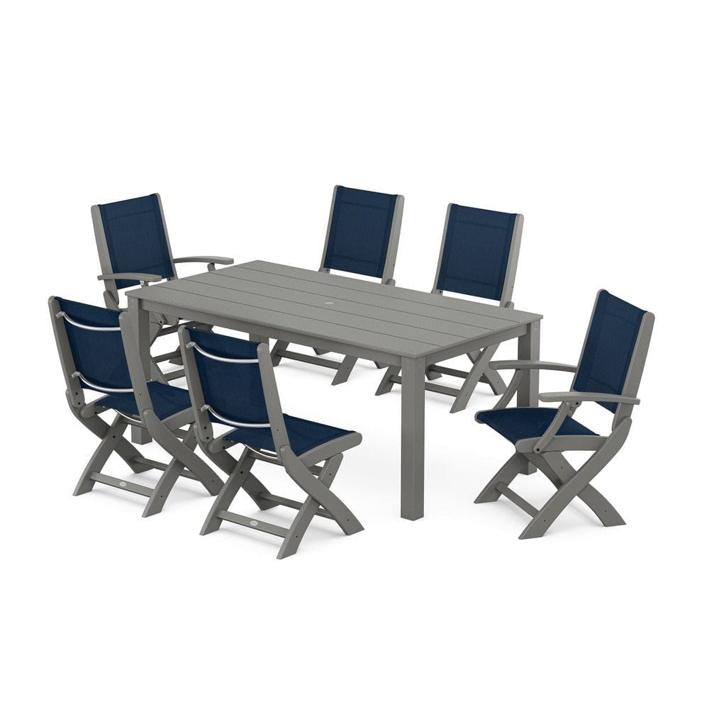 POLYWOOD® - Coastal Folding Chair 7-Piece Parsons Dining Set - PWS2270