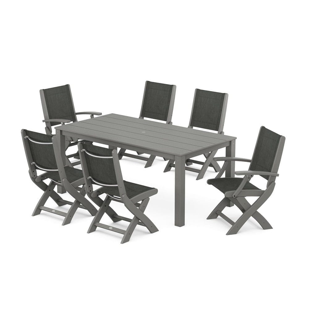 POLYWOOD® - Coastal Folding Chair 7-Piece Parsons Dining Set - PWS2270 Outdoor Furniture POLYWOOD®