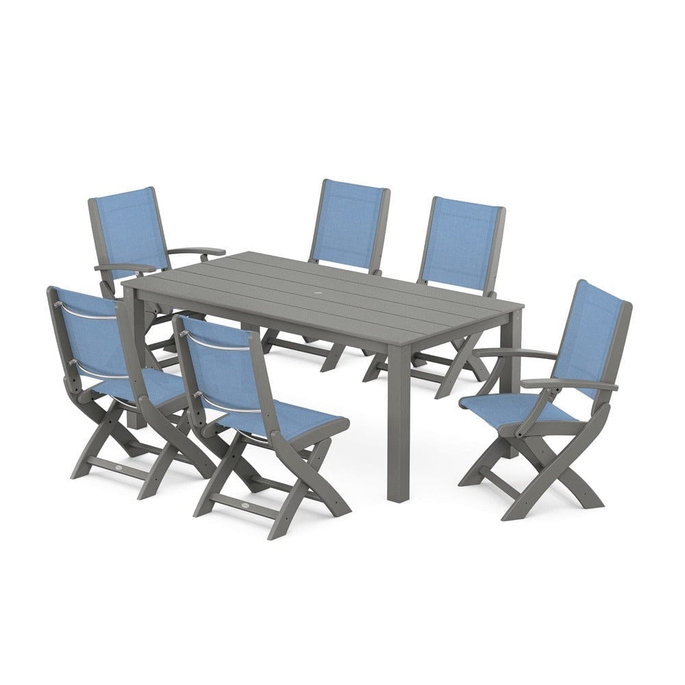 POLYWOOD® - Coastal Folding Chair 7-Piece Parsons Dining Set - PWS2270 Outdoor Furniture POLYWOOD®