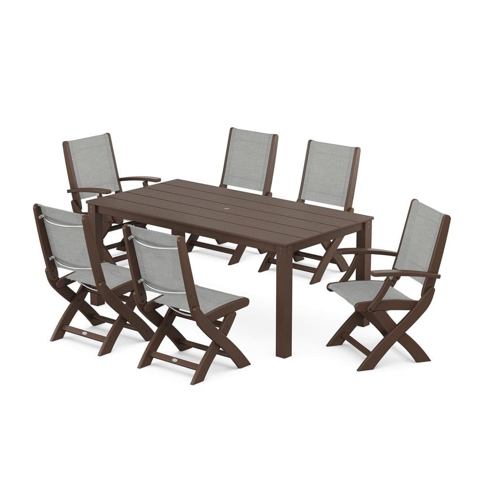 POLYWOOD® - Coastal Folding Chair 7-Piece Parsons Dining Set - PWS2270 Outdoor Furniture POLYWOOD®