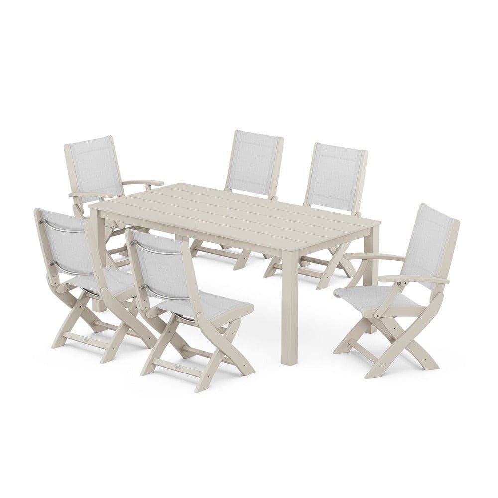 POLYWOOD® - Coastal Folding Chair 7-Piece Parsons Dining Set - PWS2270