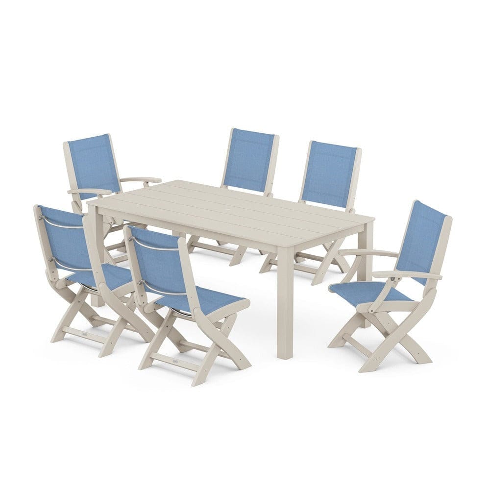 POLYWOOD® - Coastal Folding Chair 7-Piece Parsons Dining Set - PWS2270