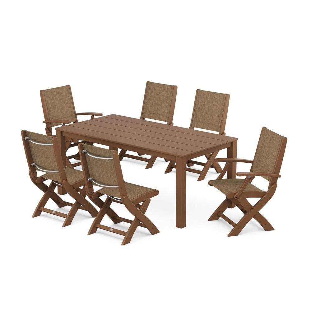 POLYWOOD® - Coastal Folding Chair 7-Piece Parsons Dining Set - PWS2270 Outdoor Furniture POLYWOOD®