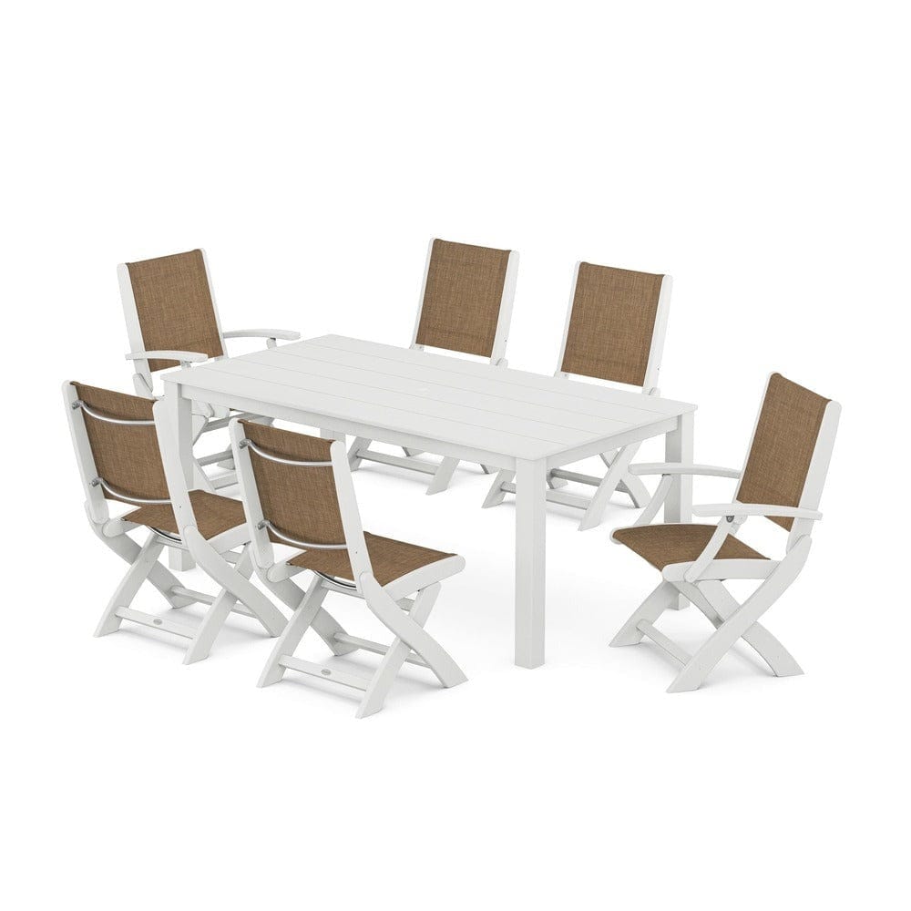 POLYWOOD® - Coastal Folding Chair 7-Piece Parsons Dining Set - PWS2270