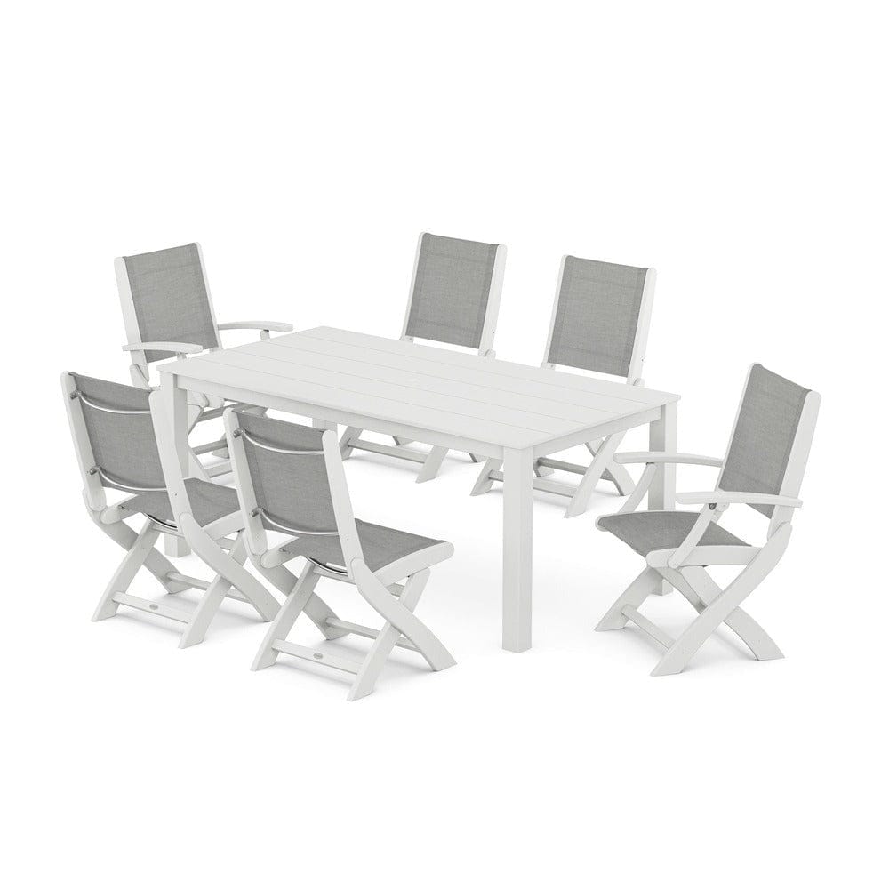 POLYWOOD® - Coastal Folding Chair 7-Piece Parsons Dining Set - PWS2270