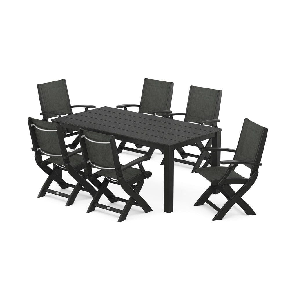POLYWOOD® - Coastal Folding Chair 7-Piece Parsons Dining Set - PWS2271 Outdoor Furniture POLYWOOD®