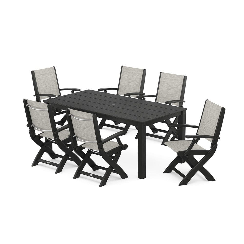 POLYWOOD® - Coastal Folding Chair 7-Piece Parsons Dining Set - PWS2271 Outdoor Furniture POLYWOOD®