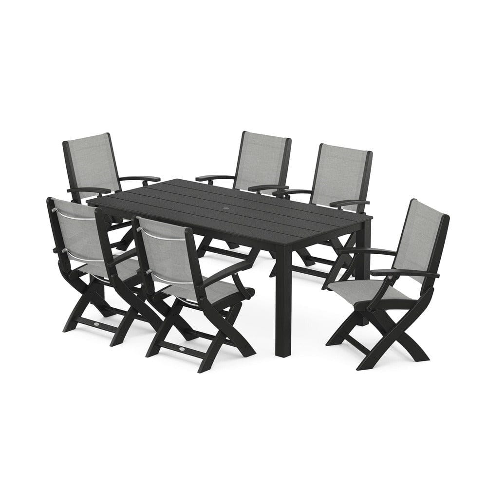 POLYWOOD® - Coastal Folding Chair 7-Piece Parsons Dining Set - PWS2271