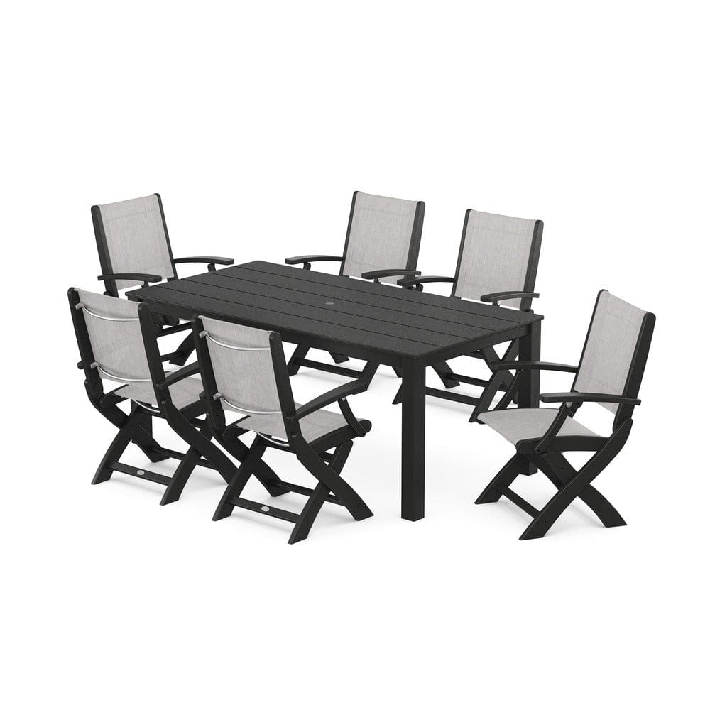 POLYWOOD® - Coastal Folding Chair 7-Piece Parsons Dining Set - PWS2271 Outdoor Furniture POLYWOOD®