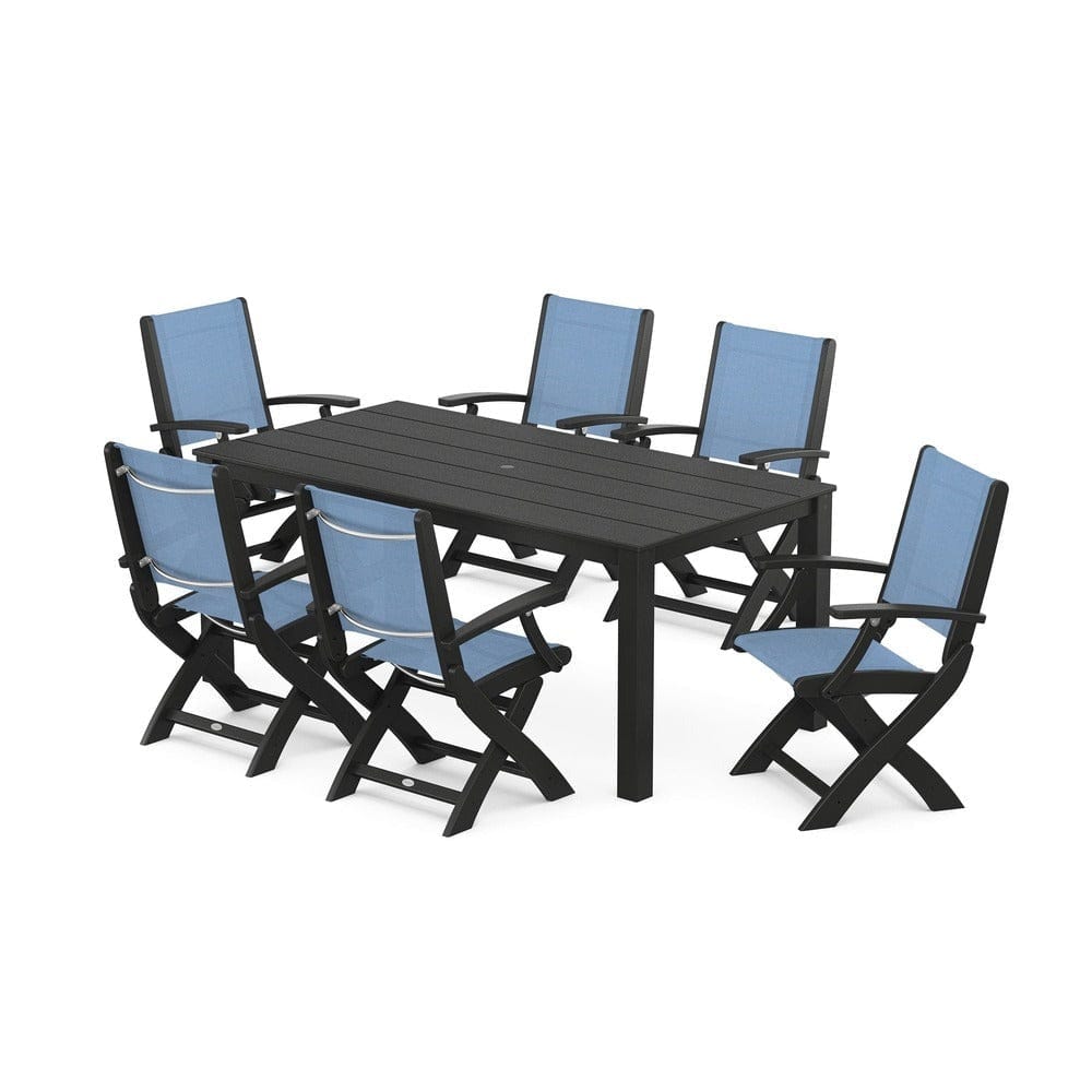 POLYWOOD® - Coastal Folding Chair 7-Piece Parsons Dining Set - PWS2271 Outdoor Furniture POLYWOOD®