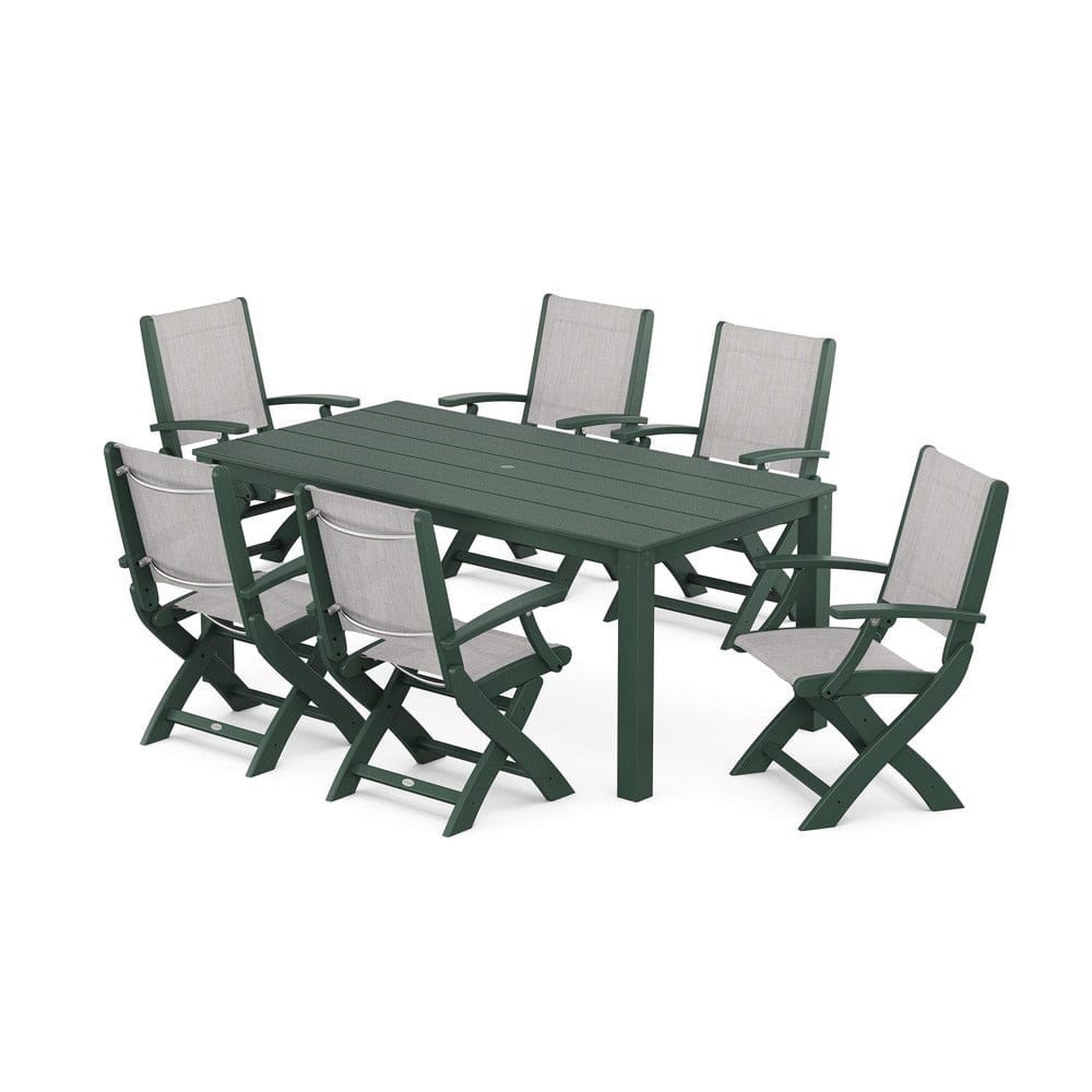 POLYWOOD® - Coastal Folding Chair 7-Piece Parsons Dining Set - PWS2271 Outdoor Furniture POLYWOOD®