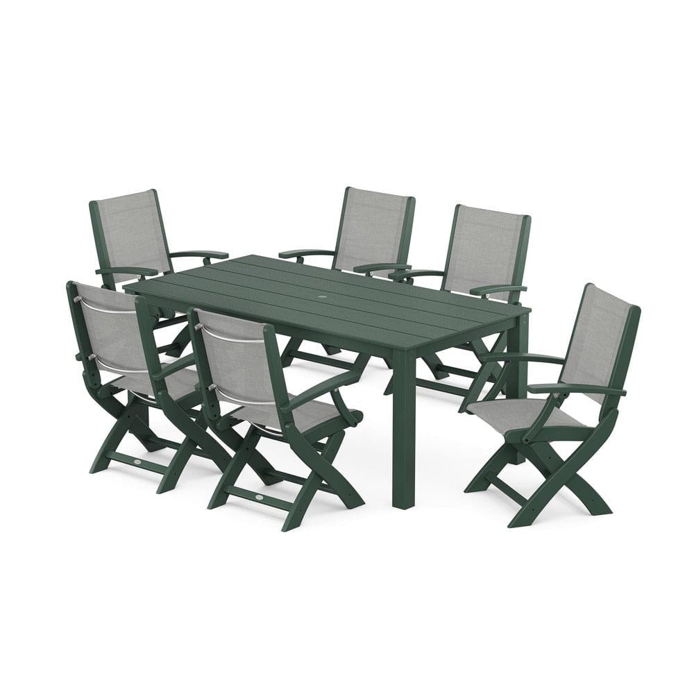 POLYWOOD® - Coastal Folding Chair 7-Piece Parsons Dining Set - PWS2271 Outdoor Furniture POLYWOOD®