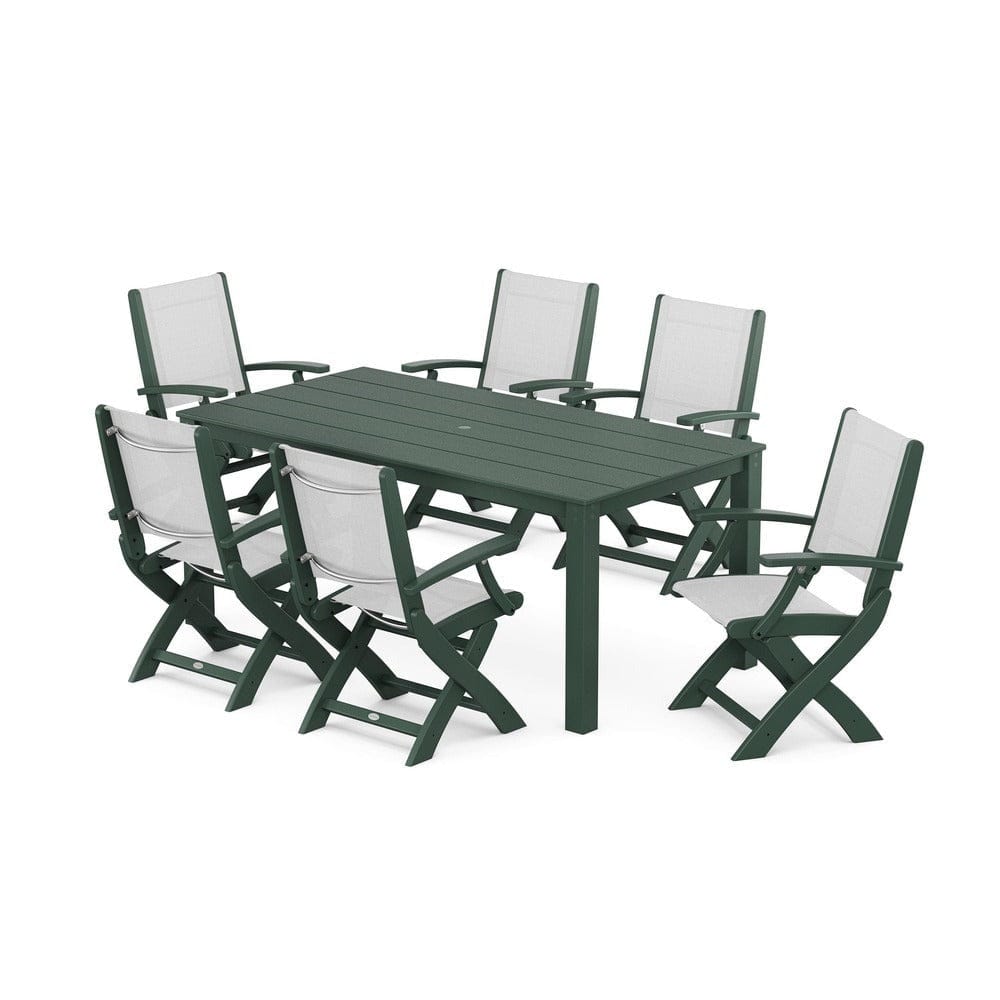 POLYWOOD® - Coastal Folding Chair 7-Piece Parsons Dining Set - PWS2271