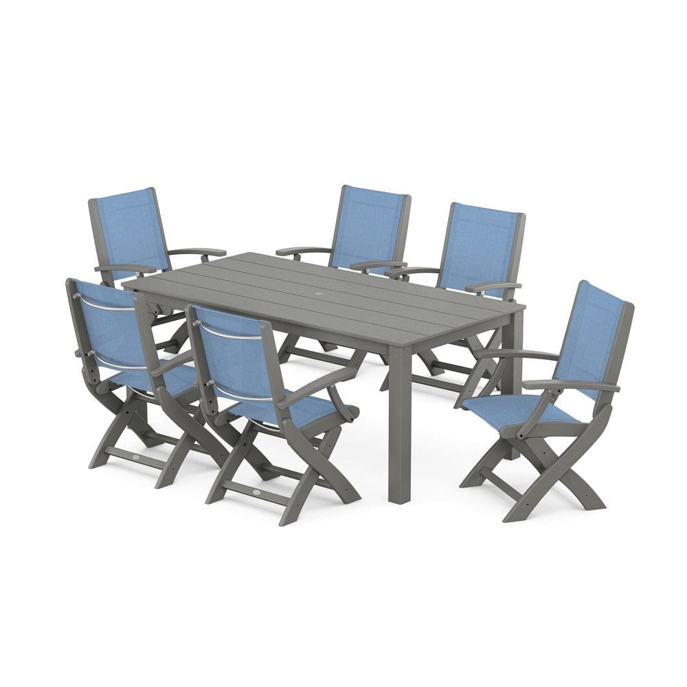 POLYWOOD® - Coastal Folding Chair 7-Piece Parsons Dining Set - PWS2271
