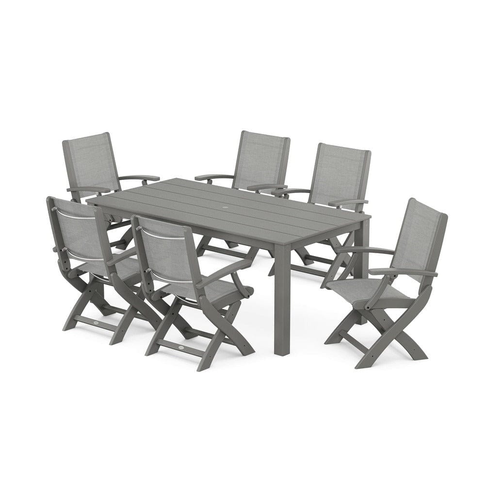 POLYWOOD® - Coastal Folding Chair 7-Piece Parsons Dining Set - PWS2271