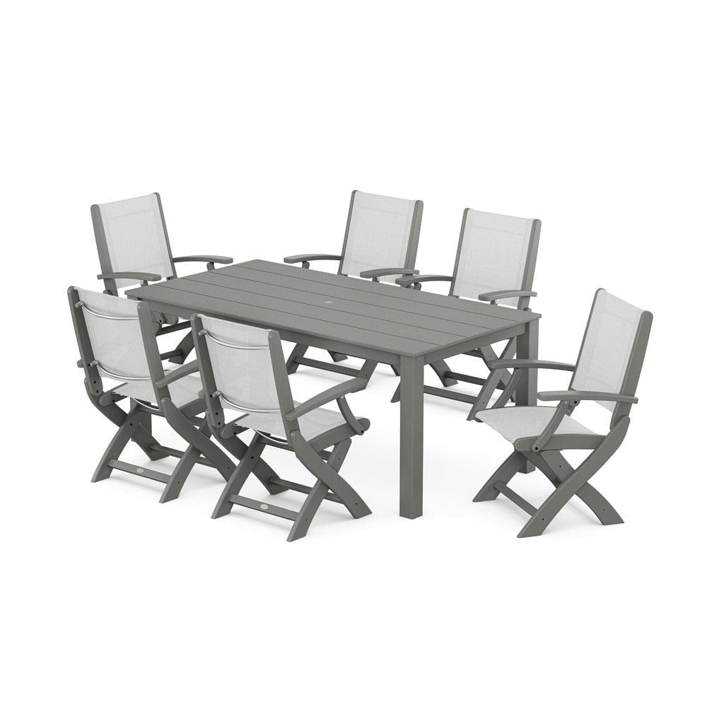 POLYWOOD® - Coastal Folding Chair 7-Piece Parsons Dining Set - PWS2271