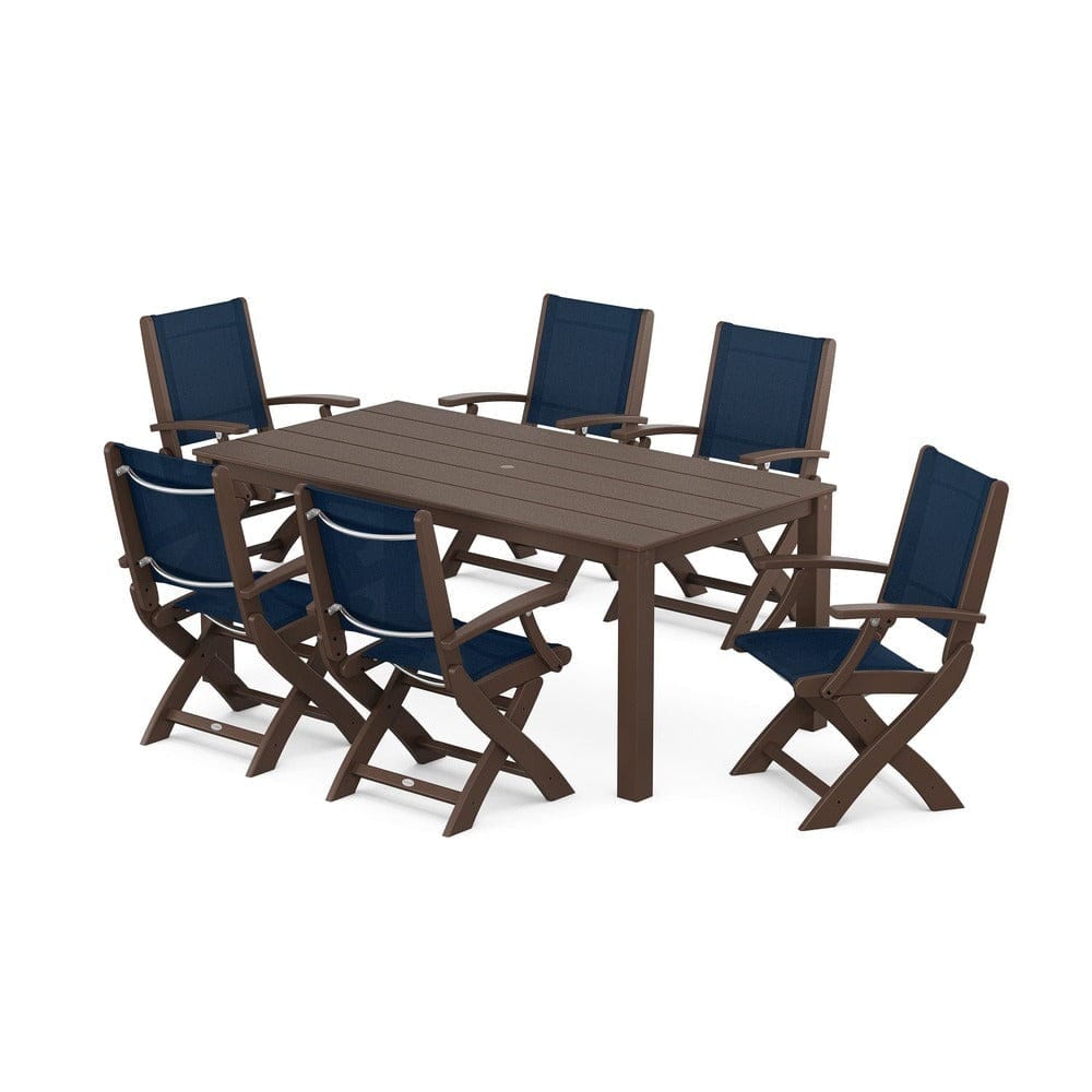 POLYWOOD® - Coastal Folding Chair 7-Piece Parsons Dining Set - PWS2271 Outdoor Furniture POLYWOOD®