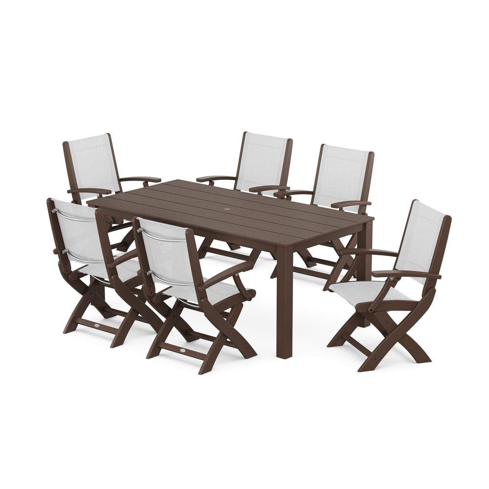 POLYWOOD® - Coastal Folding Chair 7-Piece Parsons Dining Set - PWS2271 Outdoor Furniture POLYWOOD®