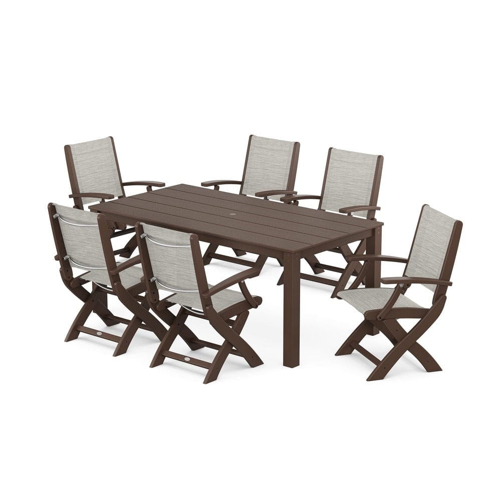 POLYWOOD® - Coastal Folding Chair 7-Piece Parsons Dining Set - PWS2271