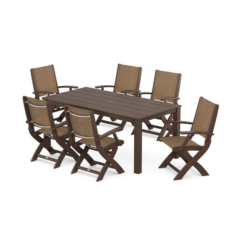 POLYWOOD® - Coastal Folding Chair 7-Piece Parsons Dining Set - PWS2271 Outdoor Furniture POLYWOOD®