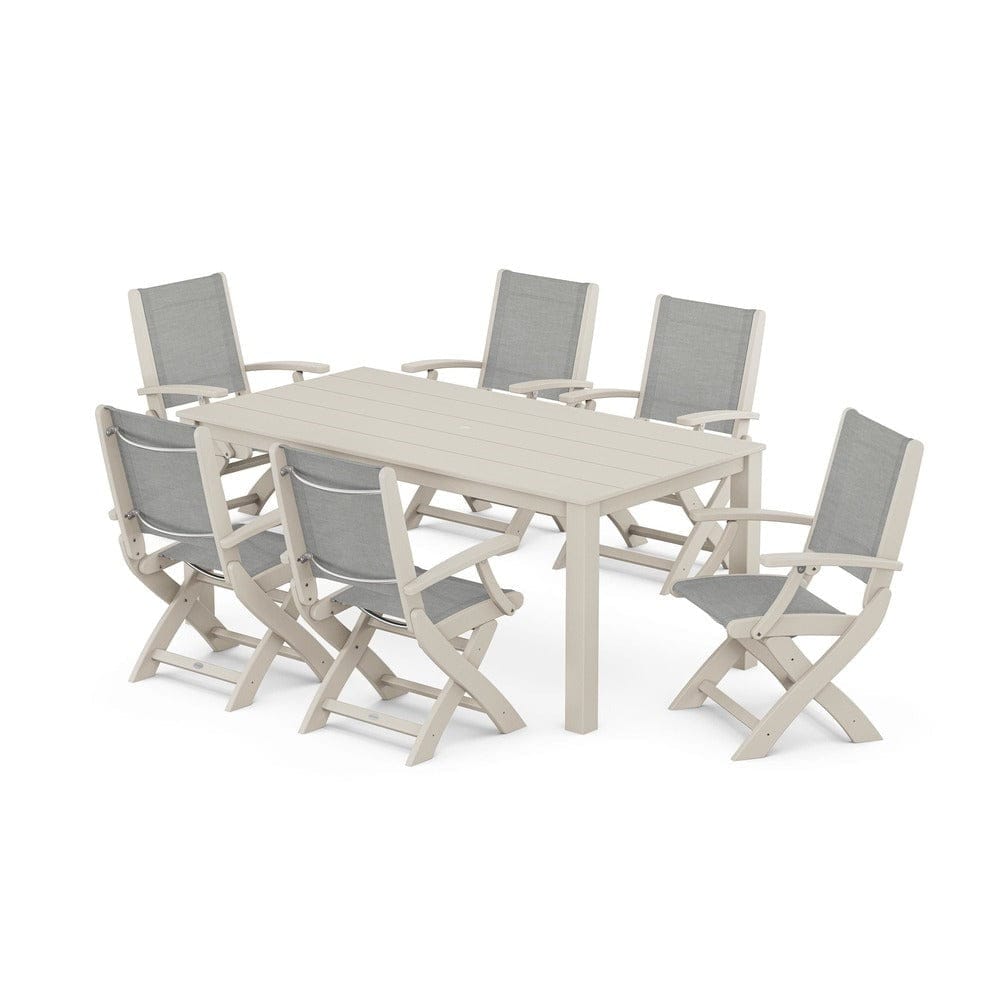 POLYWOOD® - Coastal Folding Chair 7-Piece Parsons Dining Set - PWS2271 Outdoor Furniture POLYWOOD®