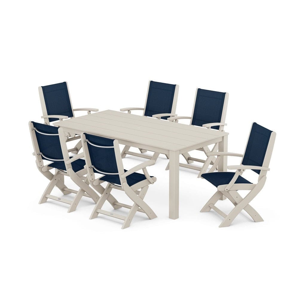 POLYWOOD® - Coastal Folding Chair 7-Piece Parsons Dining Set - PWS2271