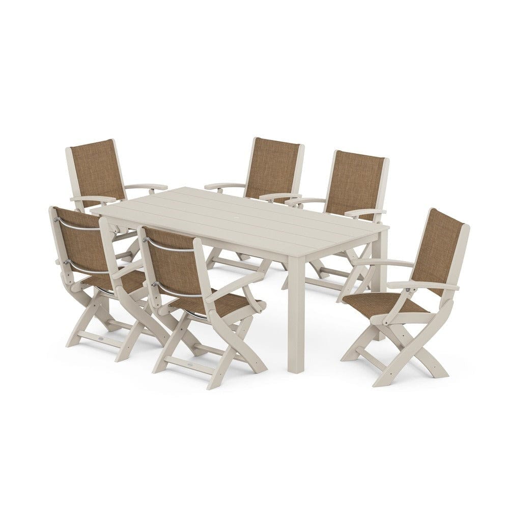 POLYWOOD® - Coastal Folding Chair 7-Piece Parsons Dining Set - PWS2271