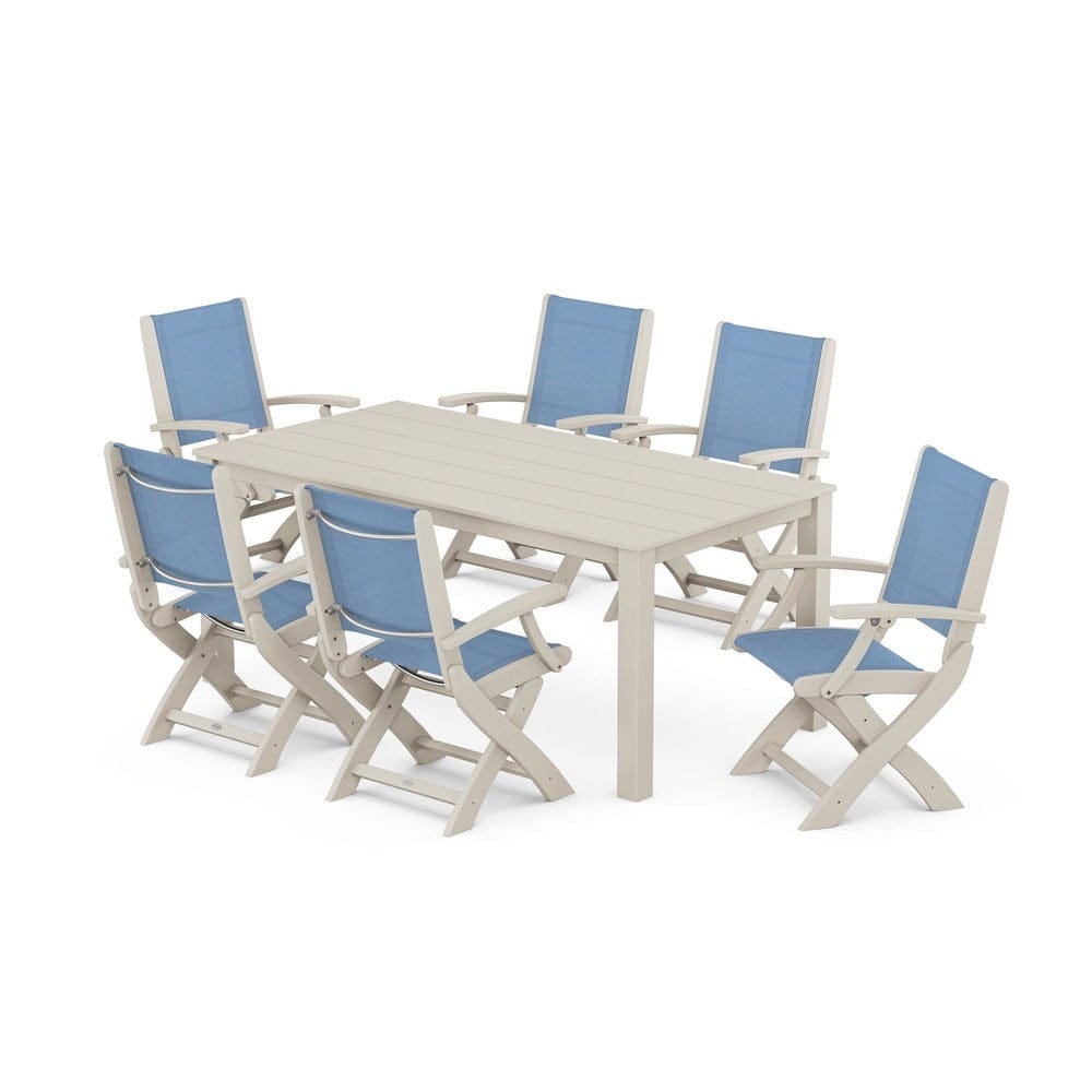 POLYWOOD® - Coastal Folding Chair 7-Piece Parsons Dining Set - PWS2271