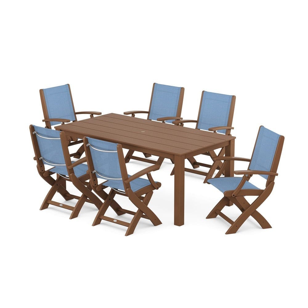 POLYWOOD® - Coastal Folding Chair 7-Piece Parsons Dining Set - PWS2271 Outdoor Furniture POLYWOOD®