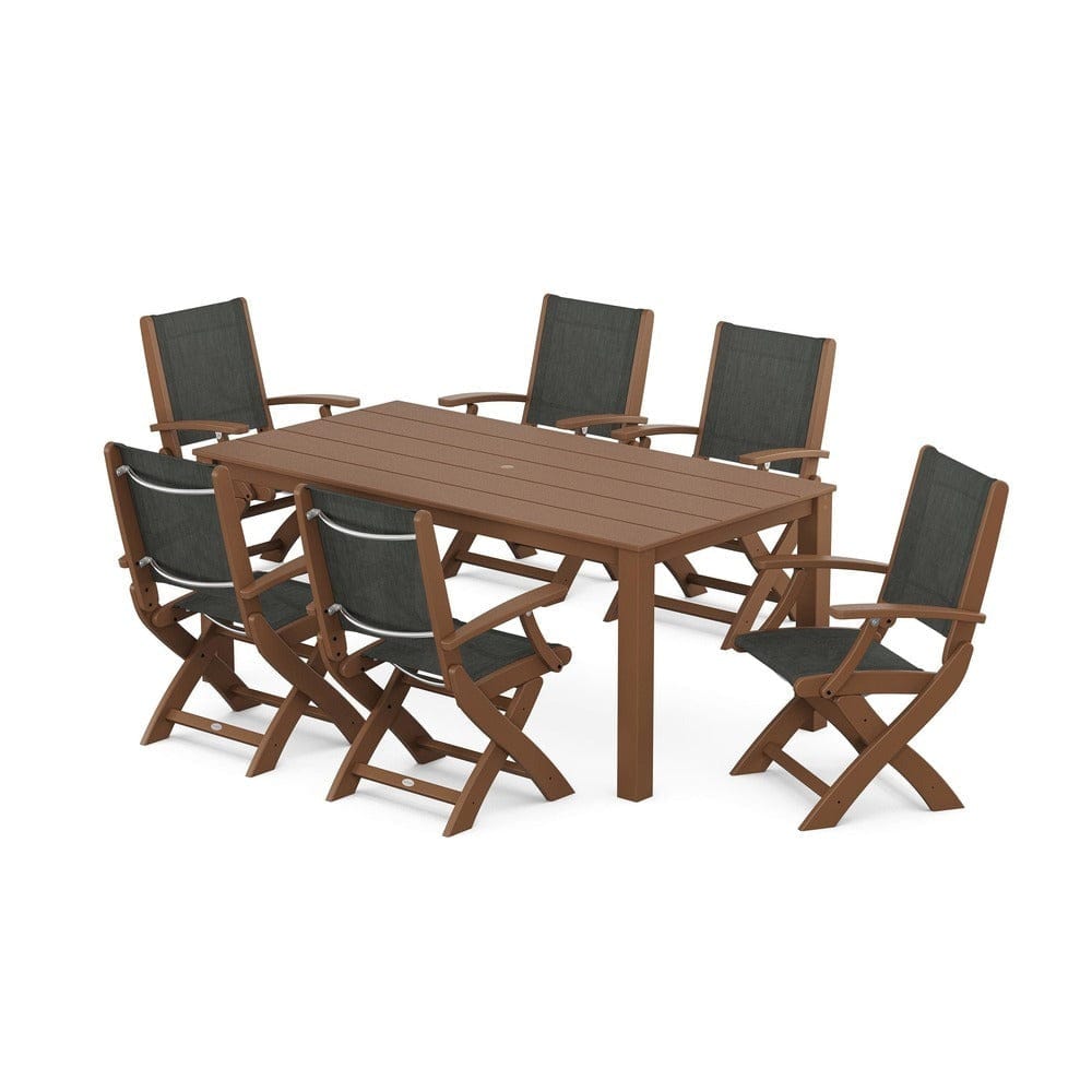 POLYWOOD® - Coastal Folding Chair 7-Piece Parsons Dining Set - PWS2271