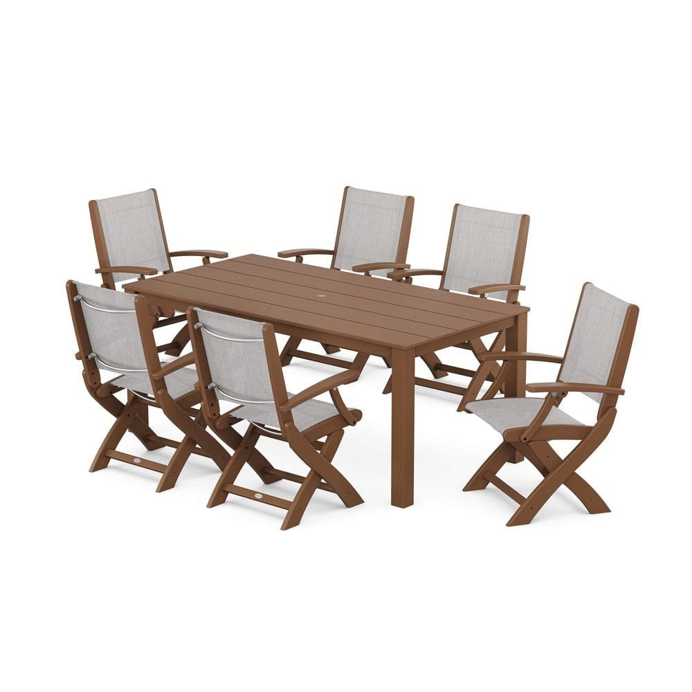 POLYWOOD® - Coastal Folding Chair 7-Piece Parsons Dining Set - PWS2271