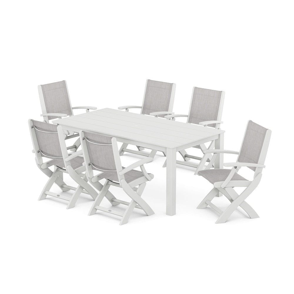 POLYWOOD® - Coastal Folding Chair 7-Piece Parsons Dining Set - PWS2271 Outdoor Furniture POLYWOOD®