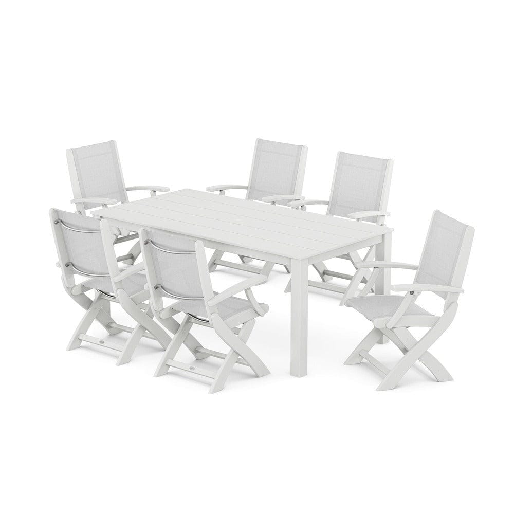 POLYWOOD® - Coastal Folding Chair 7-Piece Parsons Dining Set - PWS2271