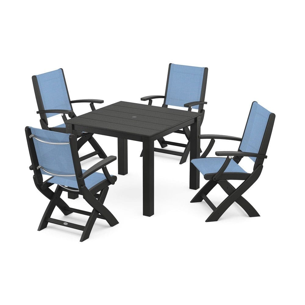 POLYWOOD® - Coastal Folding Chair 5-Piece Parsons Dining Set - PWS2274 Outdoor Furniture POLYWOOD®
