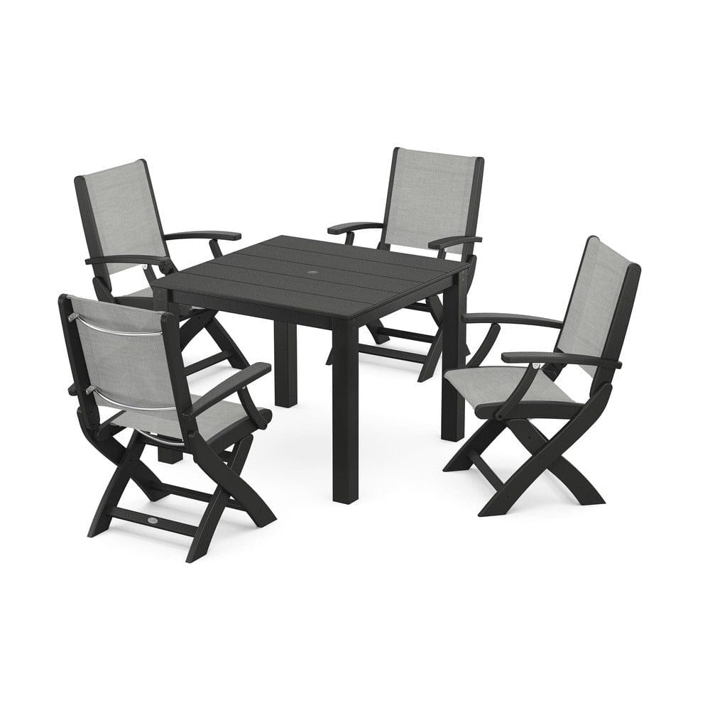 POLYWOOD® - Coastal Folding Chair 5-Piece Parsons Dining Set - PWS2274 Outdoor Furniture POLYWOOD®